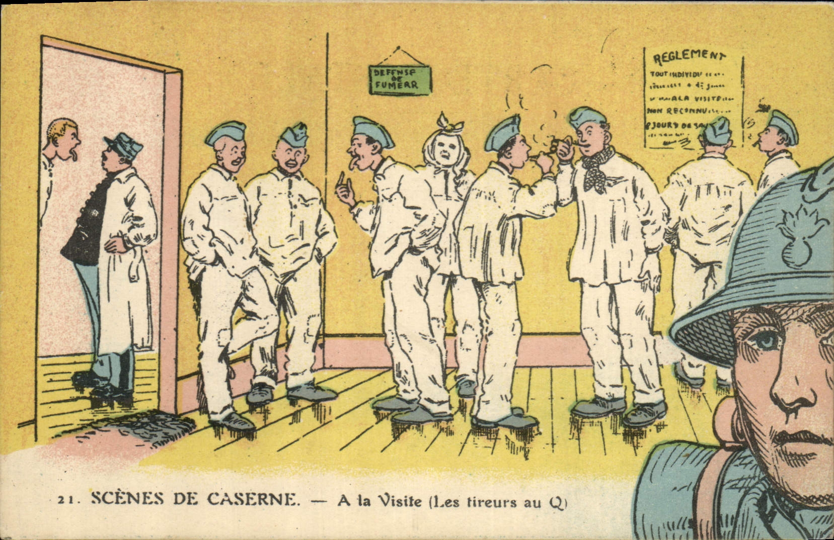 CPA Puzzle Militaria A la visite Docteur Les tireurs au Q 