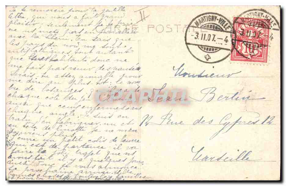 CPA Fantaisie Femme Lettres Lettre U  — Rückseite