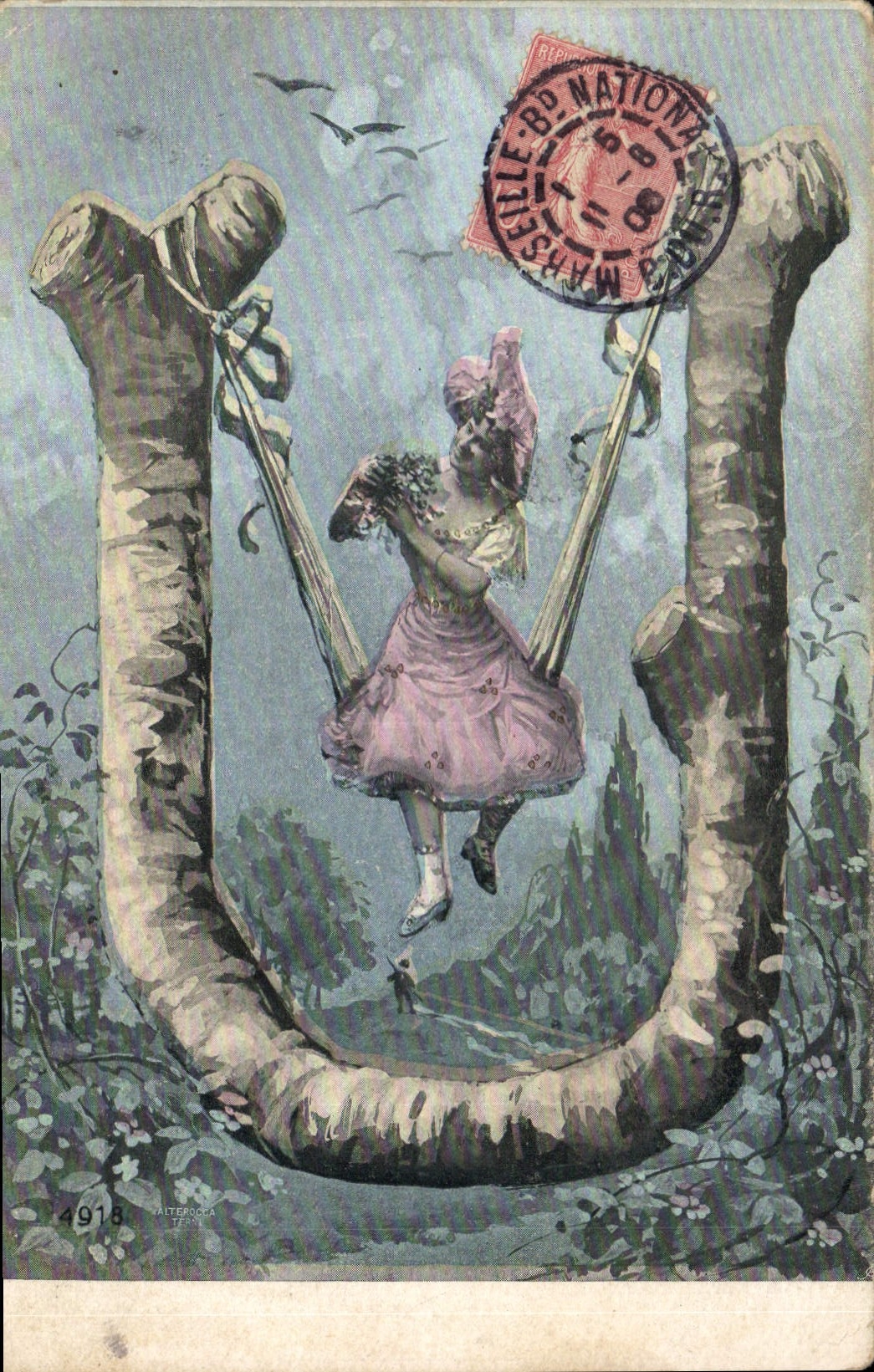 Fille jouant sur un balancier en forme de U — Atteroca, n° 4918