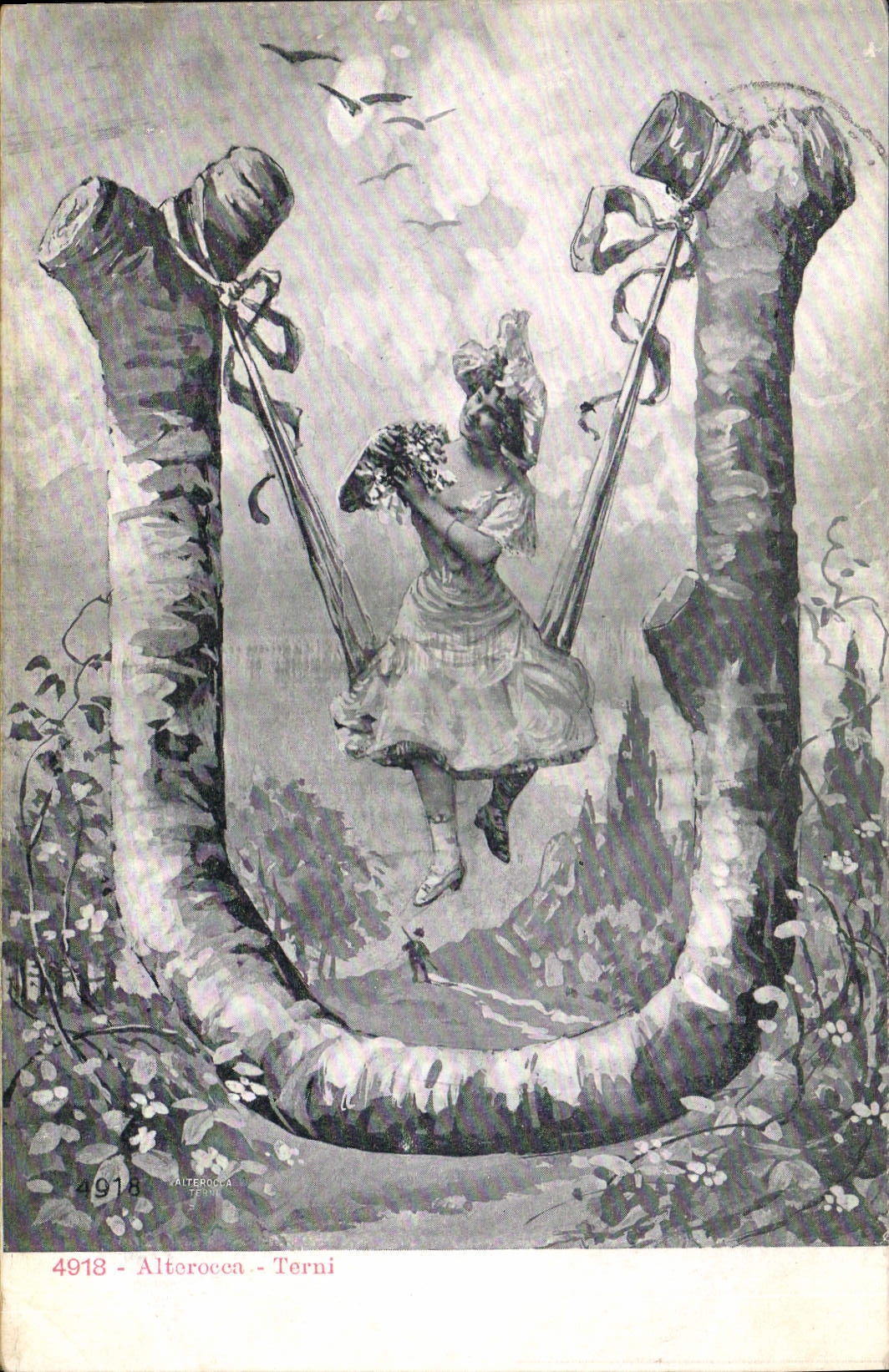 Femme sur balançoire en forme de U — Alterocco - Terni — éditeur inconnu, n° 4918