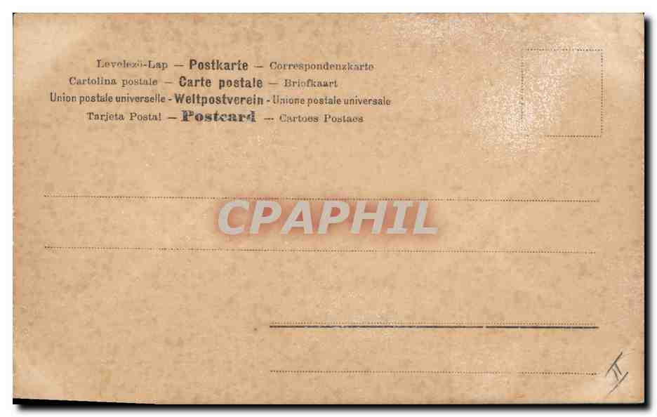 Frau und zwei Kinder in einer Landschaft — Verlag CPAPHIL, Nr. 195 — Rückseite