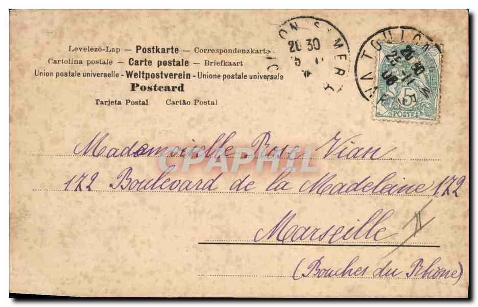 CPA Fantaisie Femme Lettres Lettre V  — Rückseite