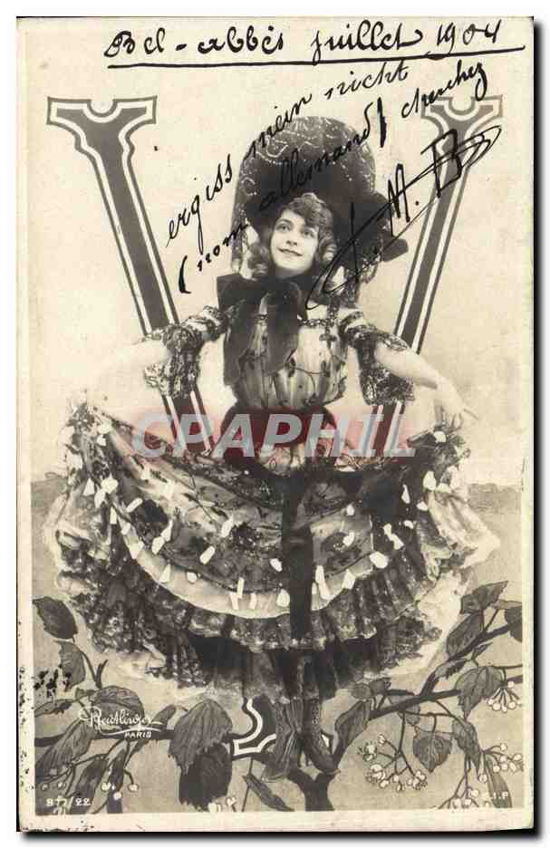 Sujet : Femme en costume de scène — éditeur : Racillier, Paris — n° 87/95