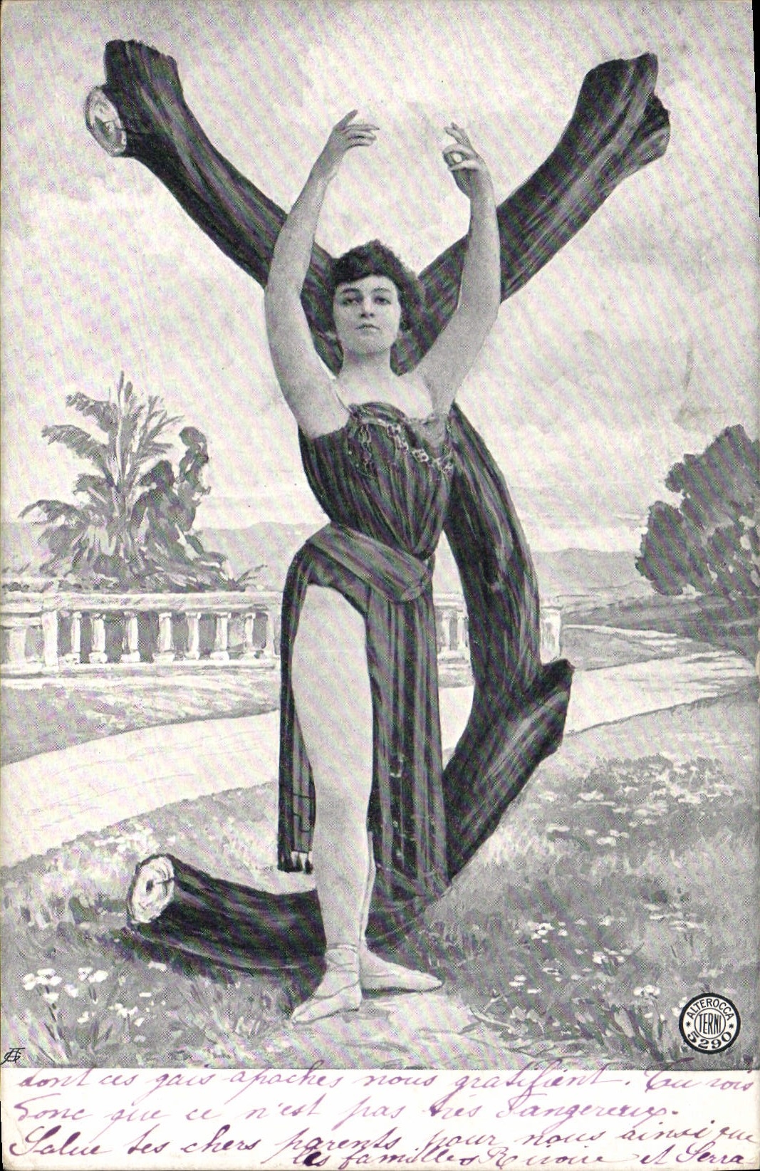 Danseuse en robe drapée — illustration — A. FERROCK, n° 12