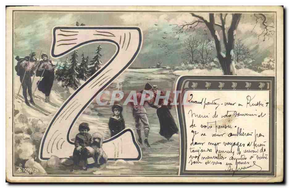 Ski et neige — Lettre d'adieu — éditeur CPAPHIL, n° 1099/26