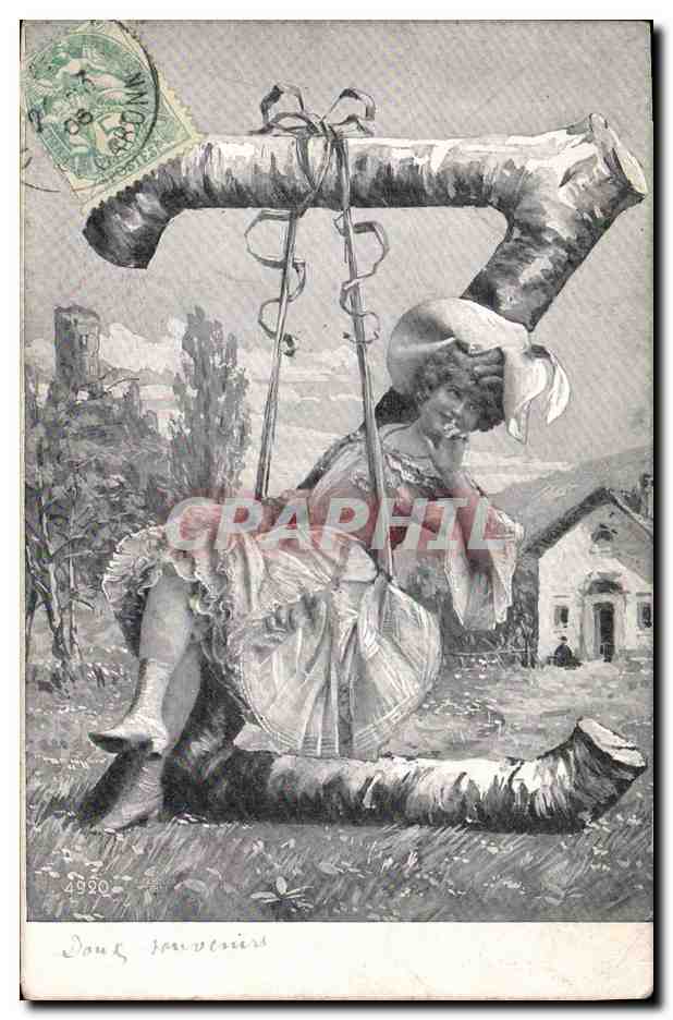 CPA Fantaisie Femme Lettres Lettre Z 