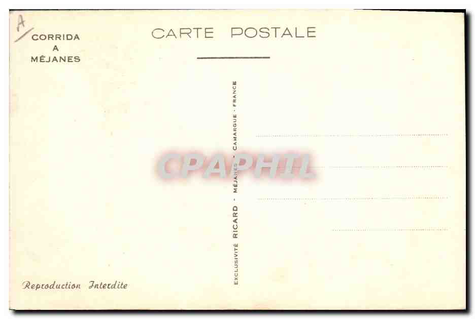 CPA Corrida Course de taureaux Une bonne pique  — Rückseite