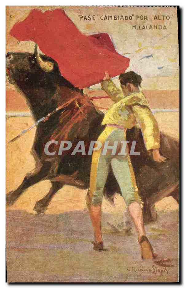 CPA Corrida Course de taureaux Pase Cambiado por alto M Lalanda 