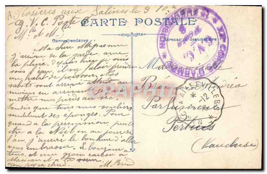 Soldats français en halte — Le drapeau — L.V.C. — Verso