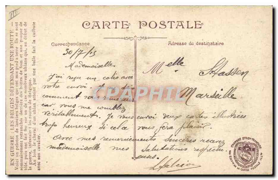 Belges défendant une route — L.V.C. — D.5 — Achterkant