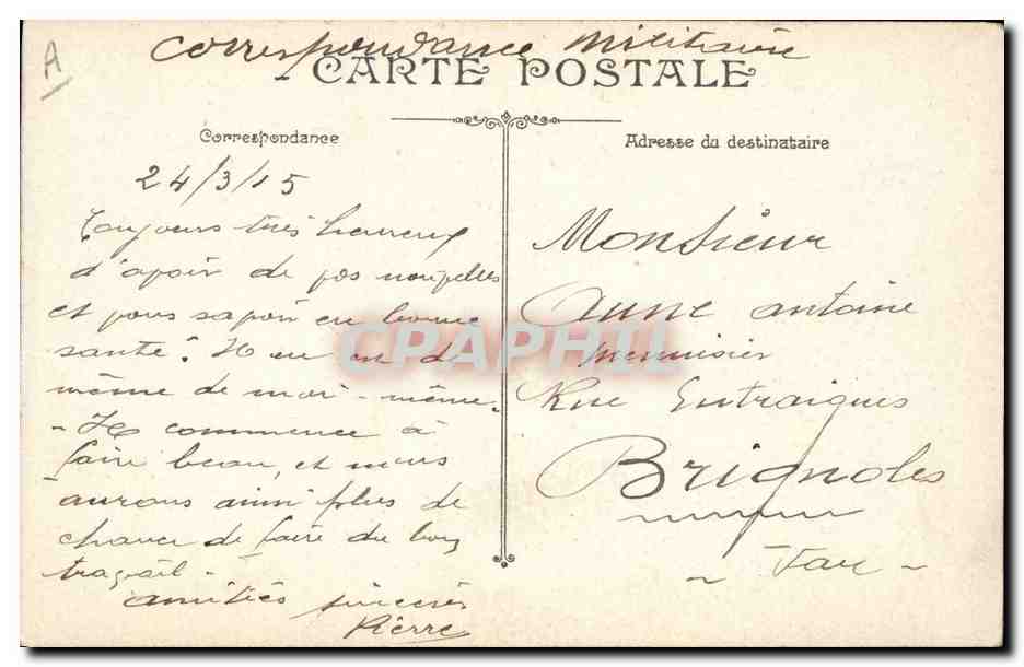 CPA Militaria General Maunoury — Verso