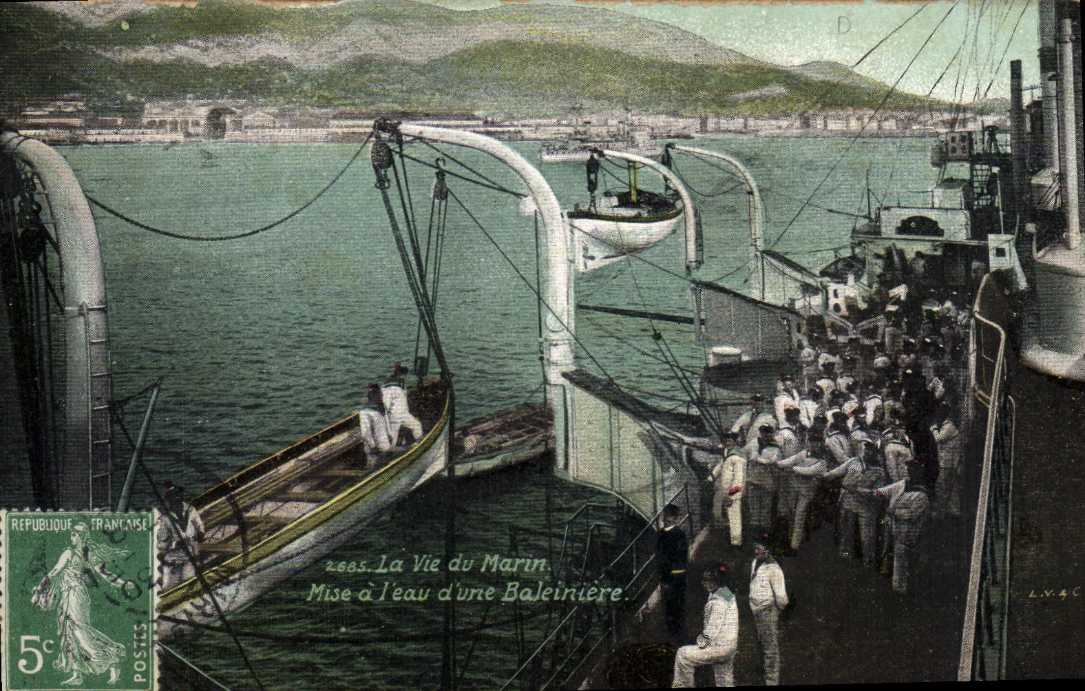 La Vie du Marin — Mise à l'eau d'une Baleinière — Éditeur LV.4C