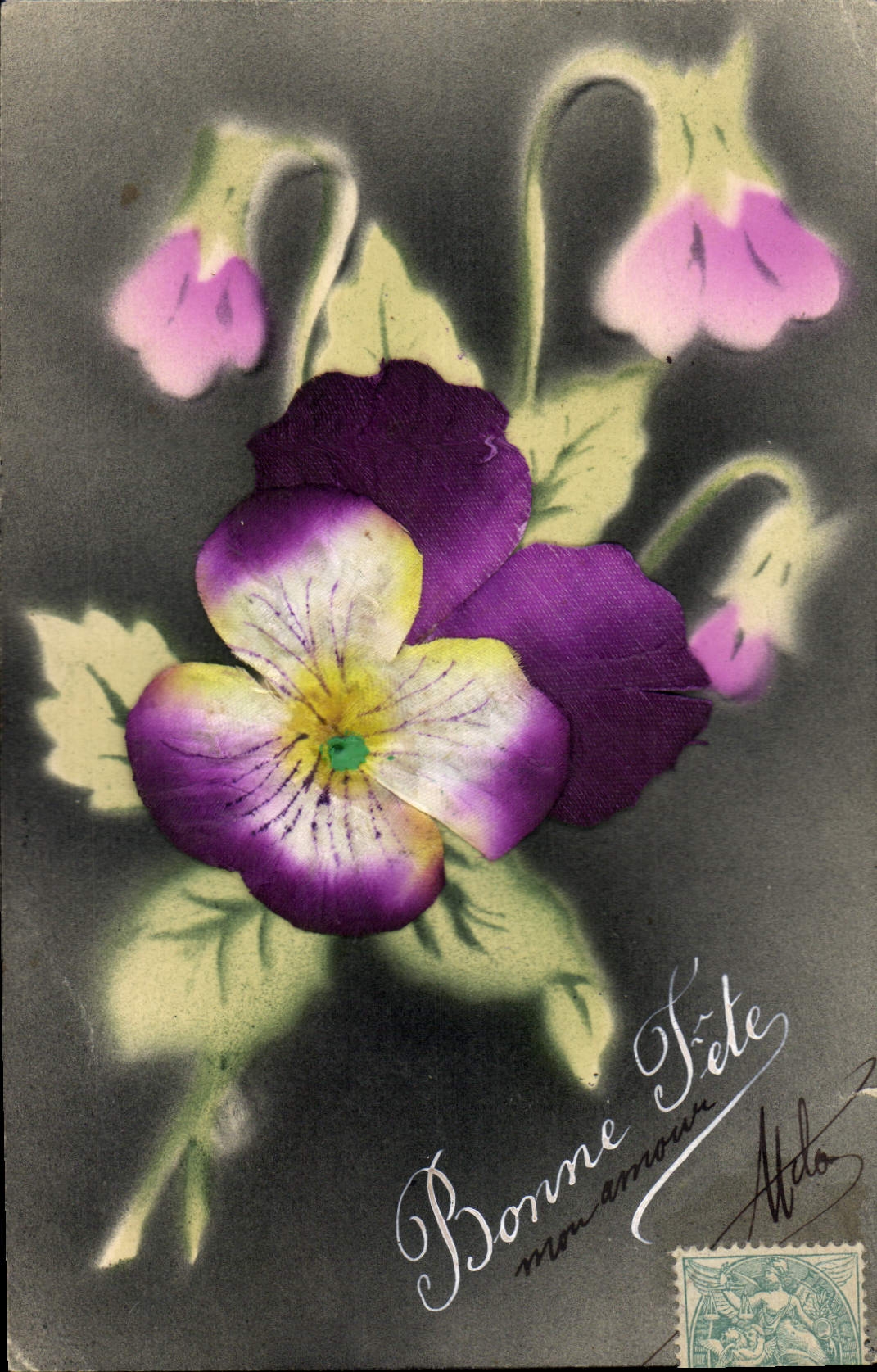 Fiori di primula — Buon anno, buon compleanno — editore sconosciuto, numero di serie non visibile