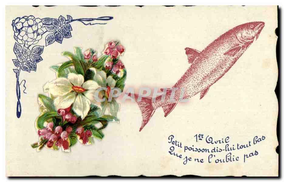 CPA Fantaisie Fleurs Poisson