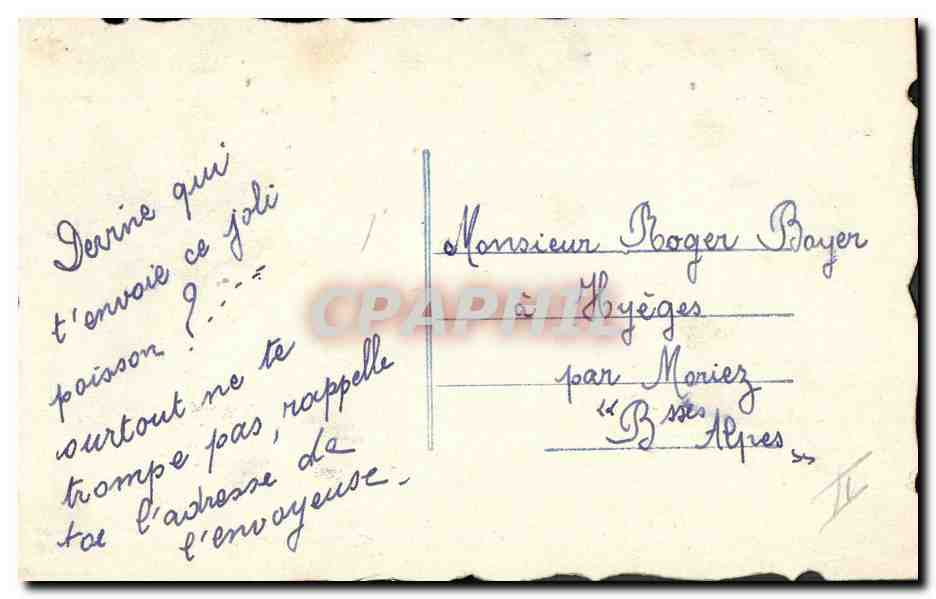 CPA Fantaisie Fleurs Poisson — Verso