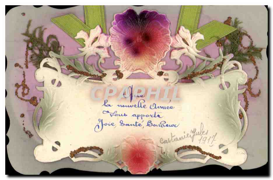 Carta di auguri per l'anno nuovo — Cartamieffules, 1917