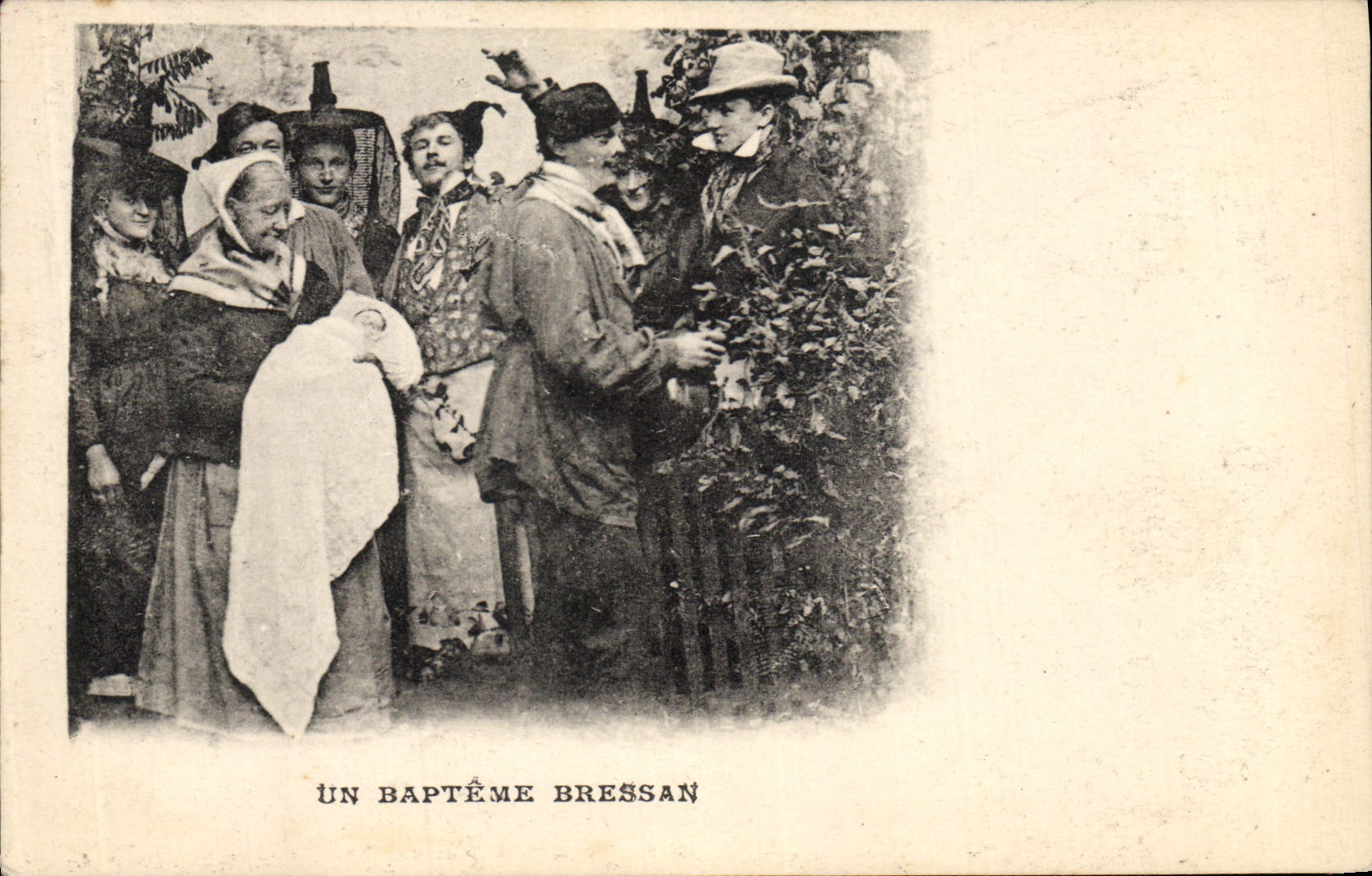 CPA Folklore Un bapteme Bressan 