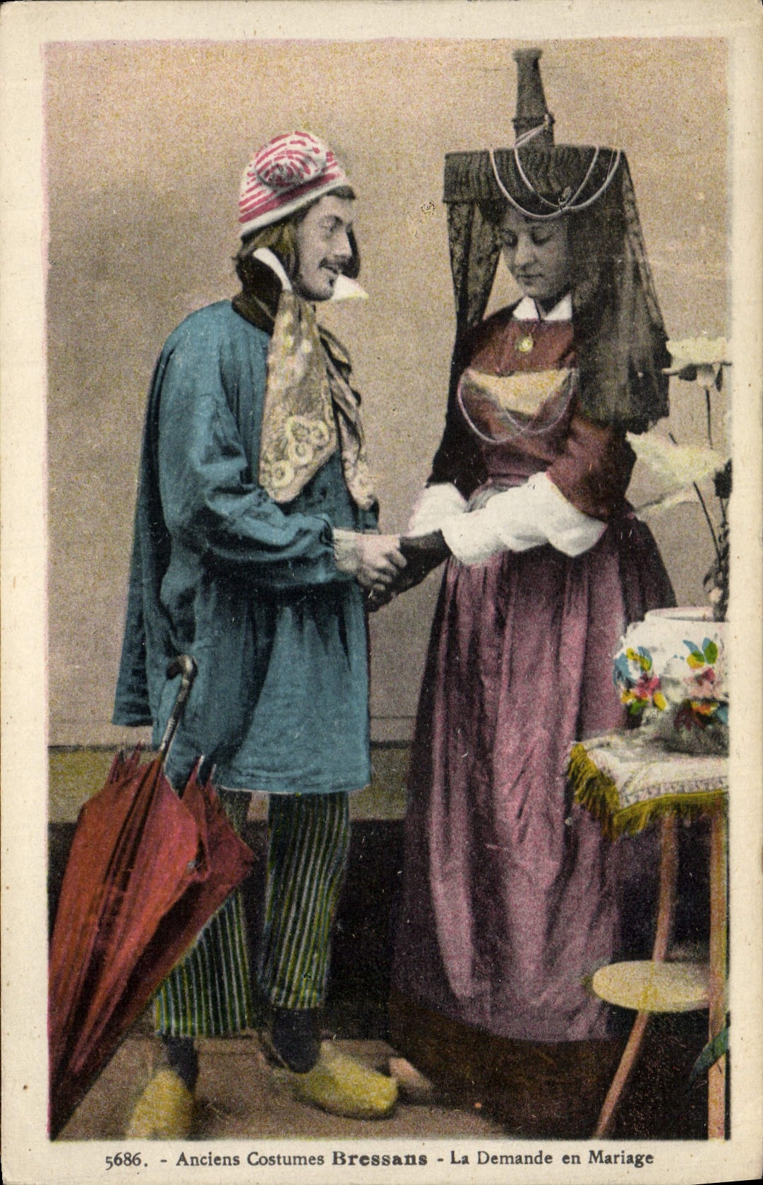 CPA Folklore Anciens costumes Bressans La demande en mariage 