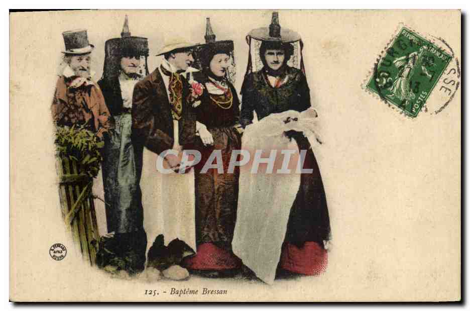 CPA Folklore Bapteme Bressan 