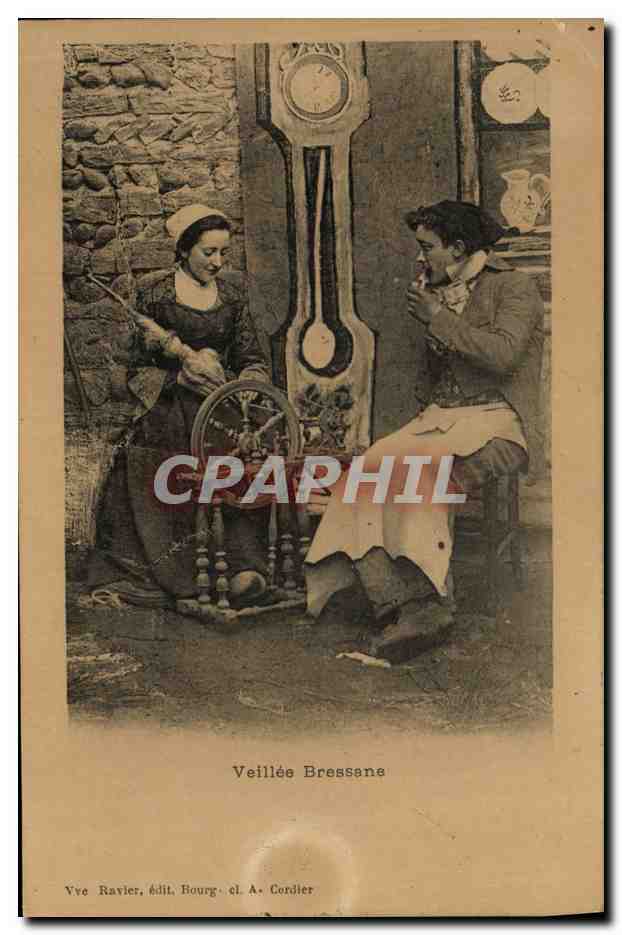 CPA Folklore Veillee Bressane 