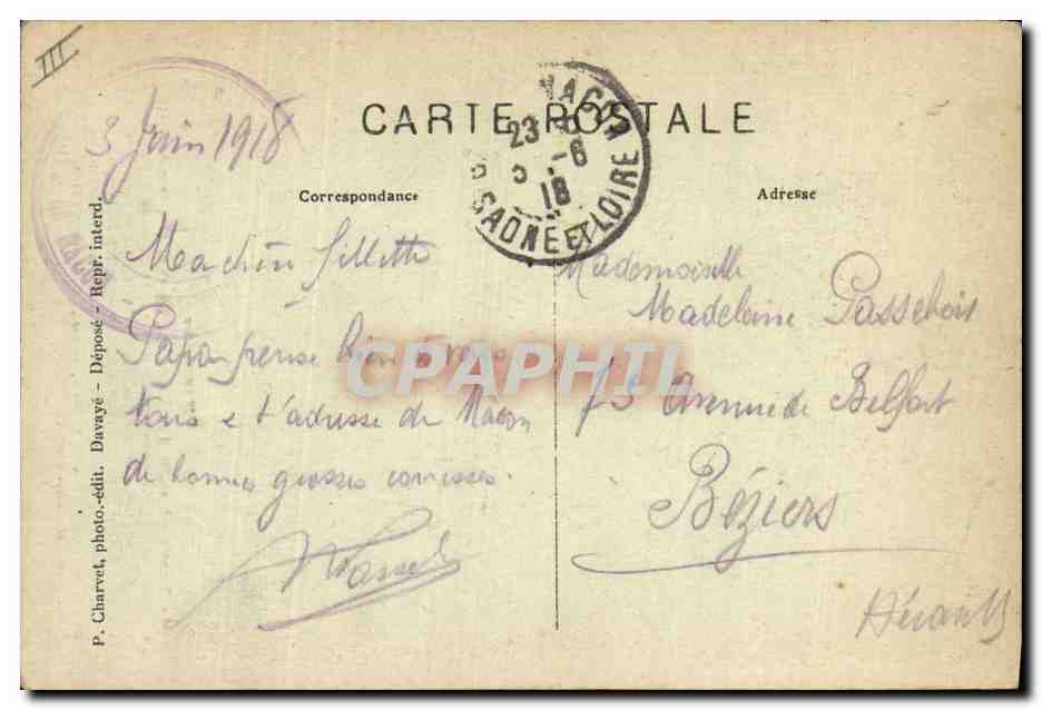 CPA Folklore Bressane  — Verso