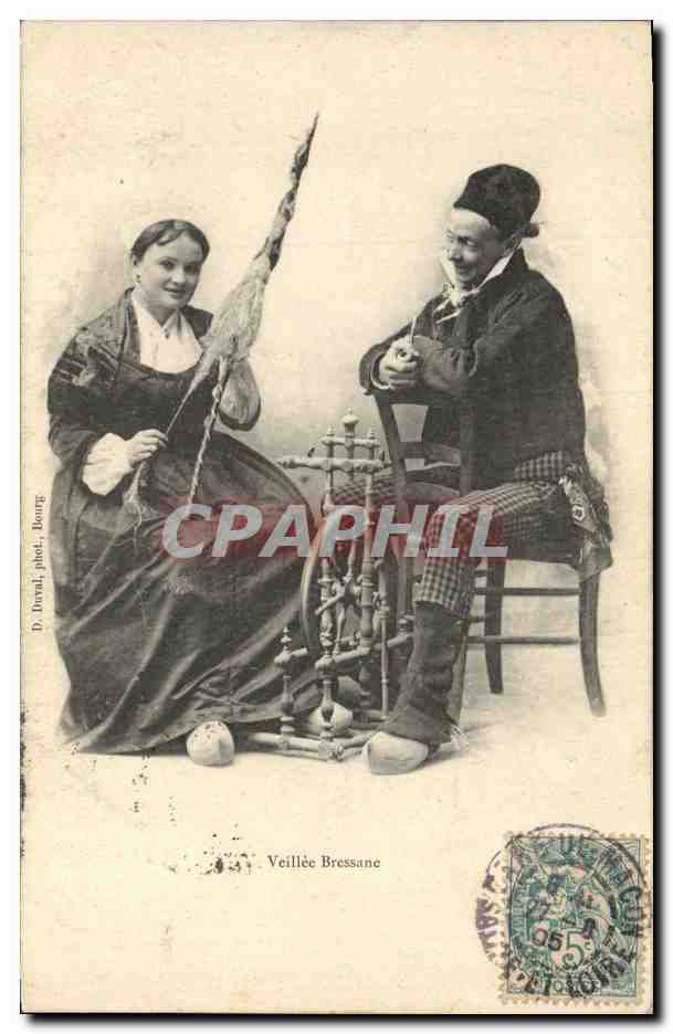 CPA Folklore Veillee Bressane 