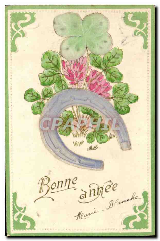 CPA Fantaisie Fleurs Fer a cheval 