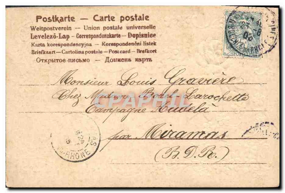 CPA Fantaisie Fleurs Colombe  — Verso