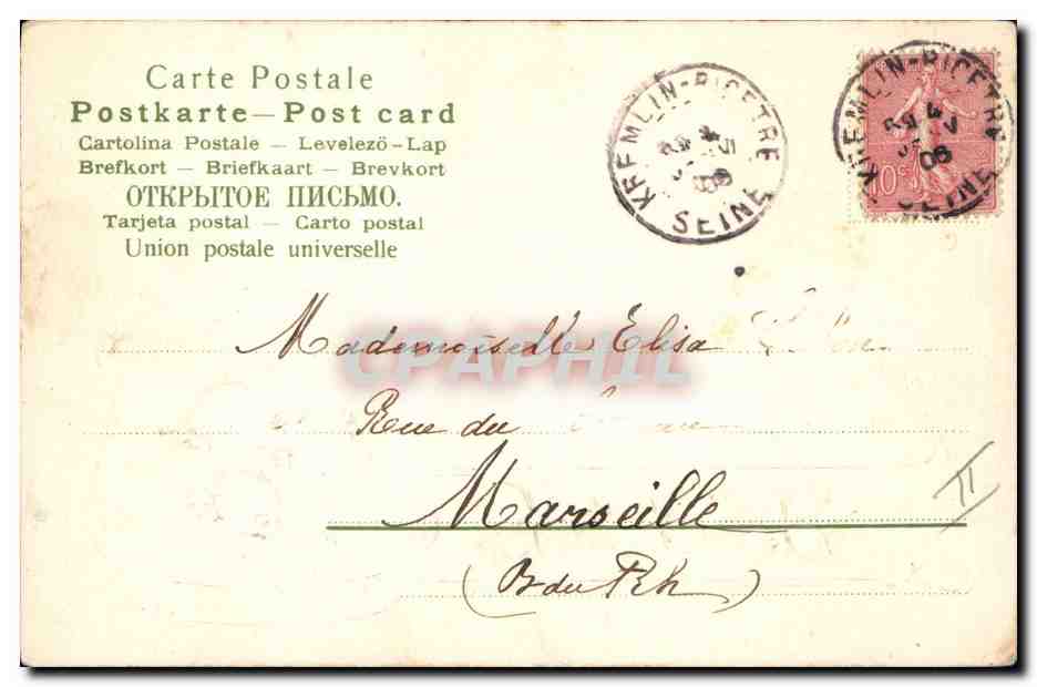 CPA Fantaisie Fleurs Trefles Coccinnelles  — Rückseite