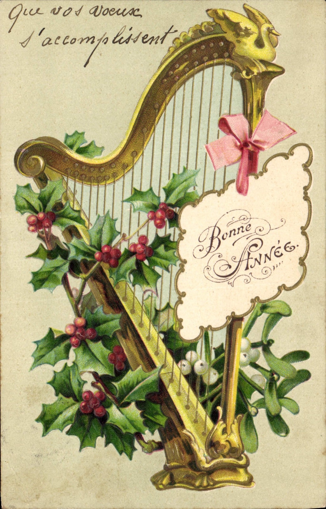 Harpes et gui — Bonne Année — Carte postale de l'Union postale universelle