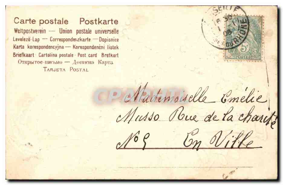Harpes et gui — Bonne Année — Carte postale de l'Union postale universelle — Rückseite