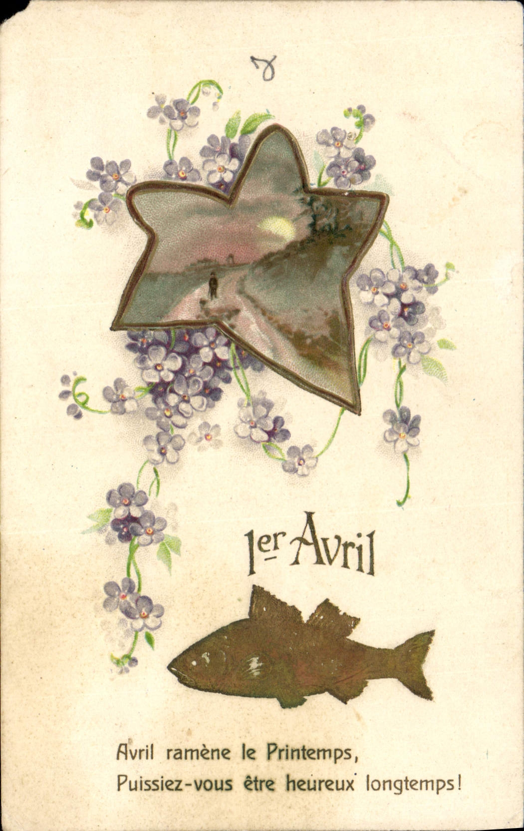 CPA Fantaisie Fleurs 1er Avril Poisson 