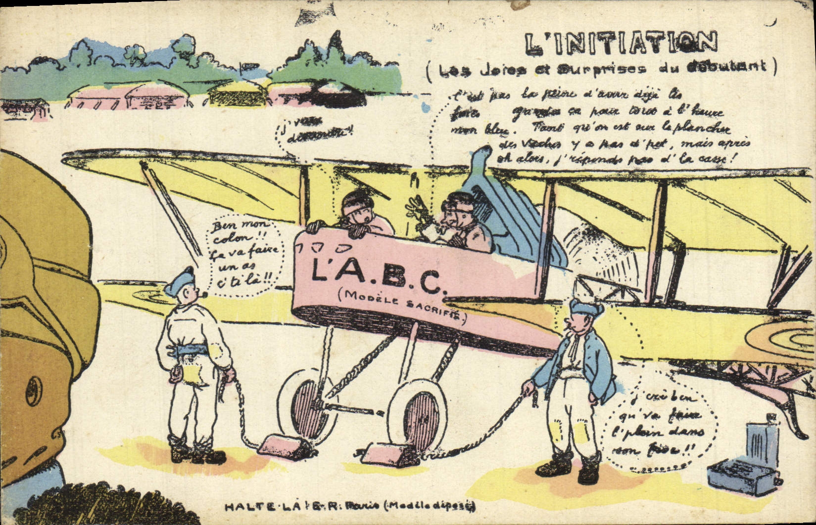 CPA Puzzle Militaria L'initiation Aviation Avion 
