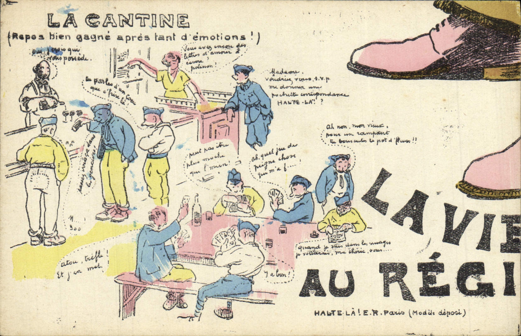 CPA Puzzle Militaria La cantine 
