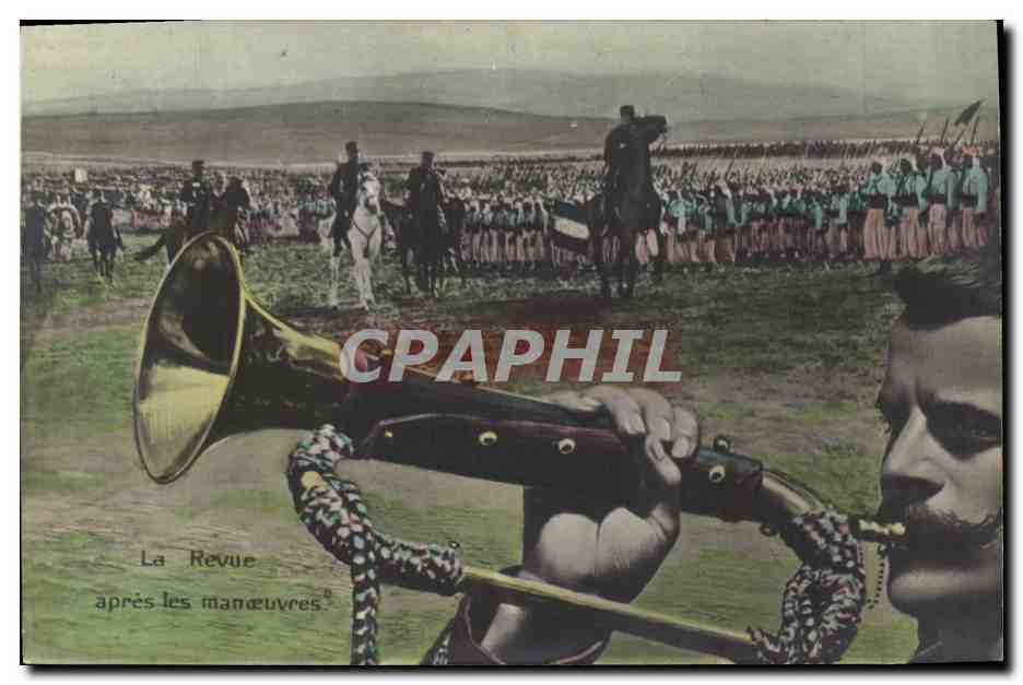 CPA Puzzle Militaria La revue apres les manoeuvres Zouaves 