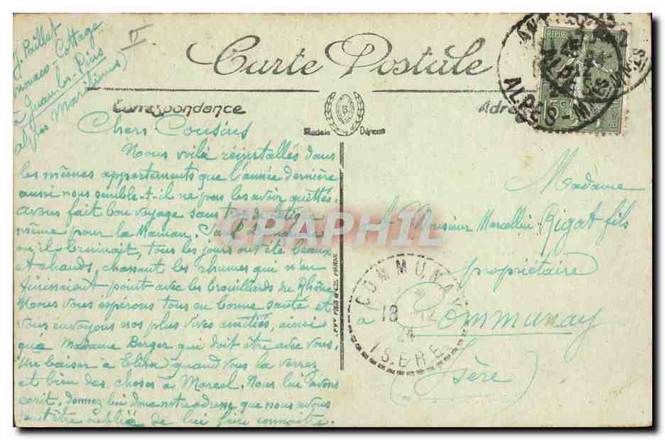 CPA Juan les Pins Le casino et les villas  — Verso