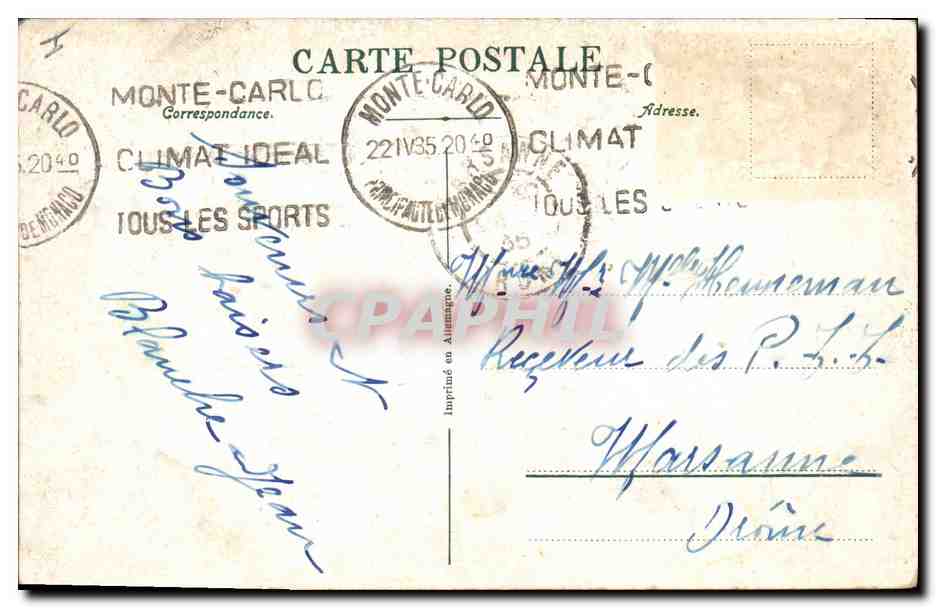 CPA Monaco Jardins exotiques  — Rückseite