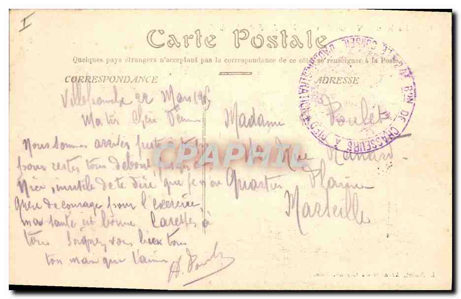 CPA La route nationale vers Villefranche  — Rückseite