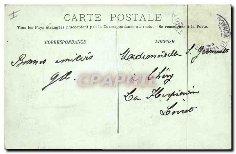 CPA Monte Carlo Vue dans les jardins  — Verso