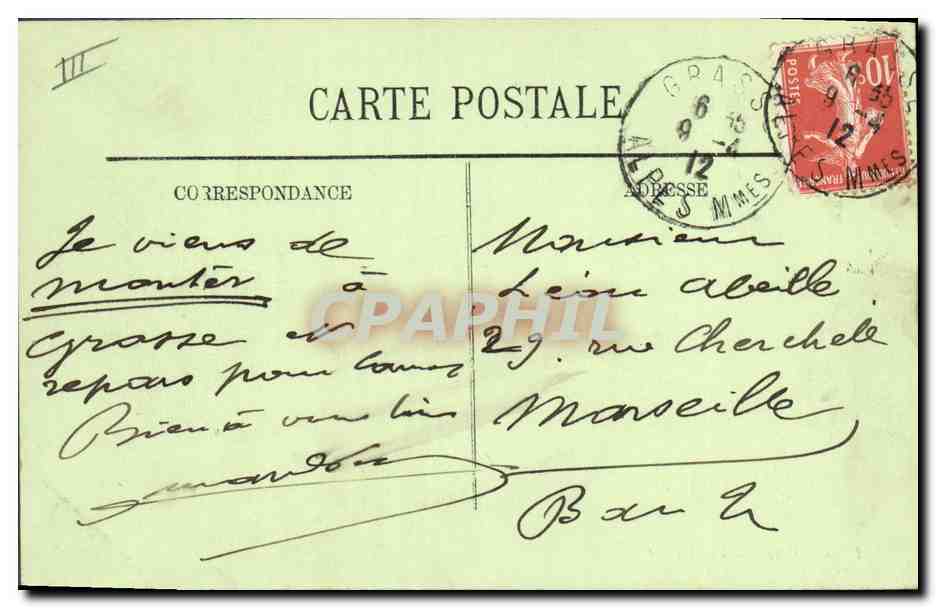 CPA Grasse Vue a l'Est  — Verso