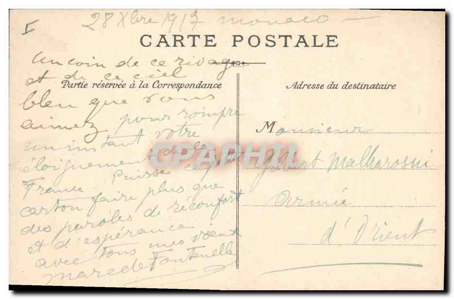 CPA Monte Carlo Vue dans les jardins  — Verso