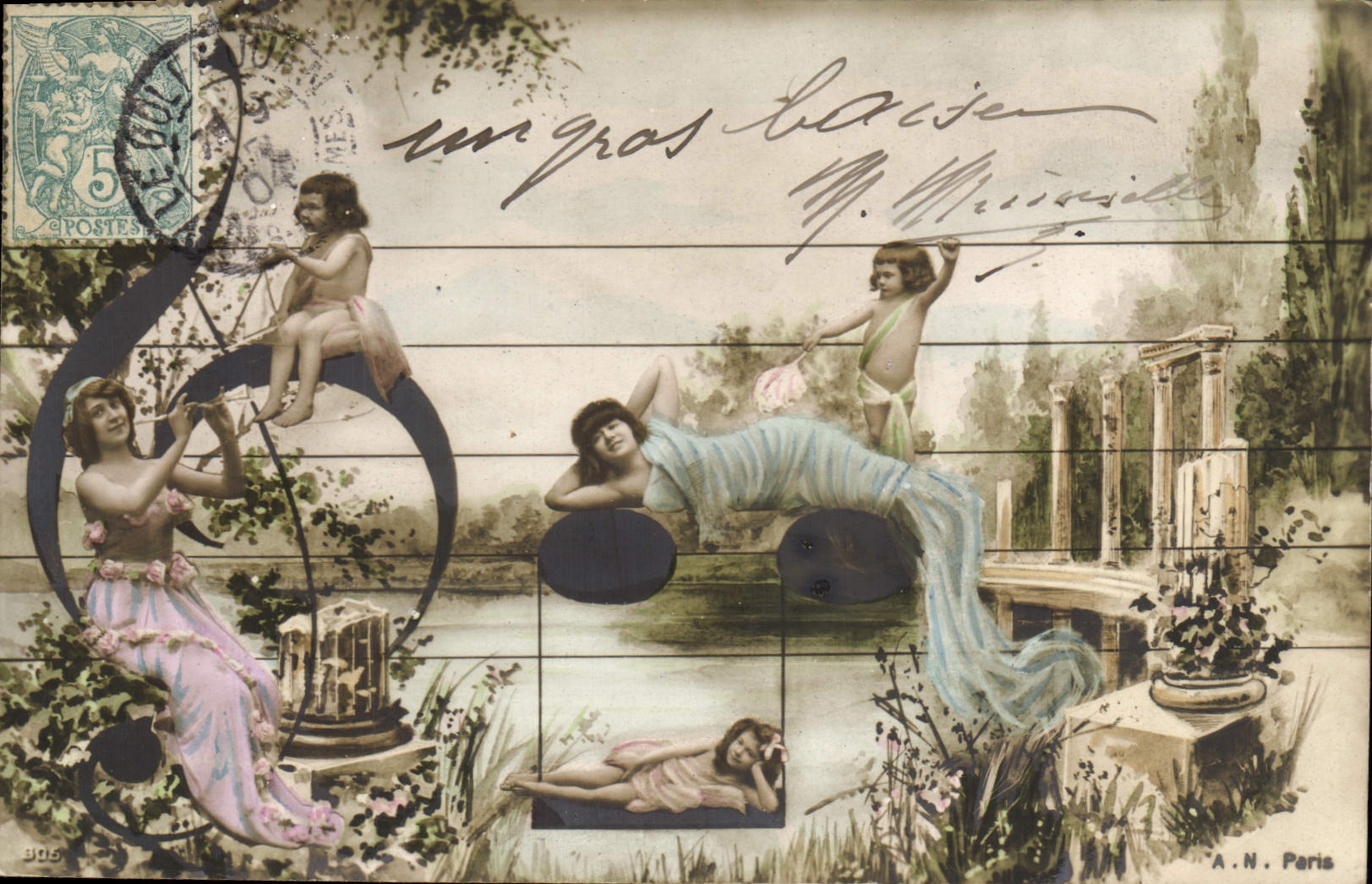 Nymphes et putti dans un jardin antique — A.N. Paris, n°305
