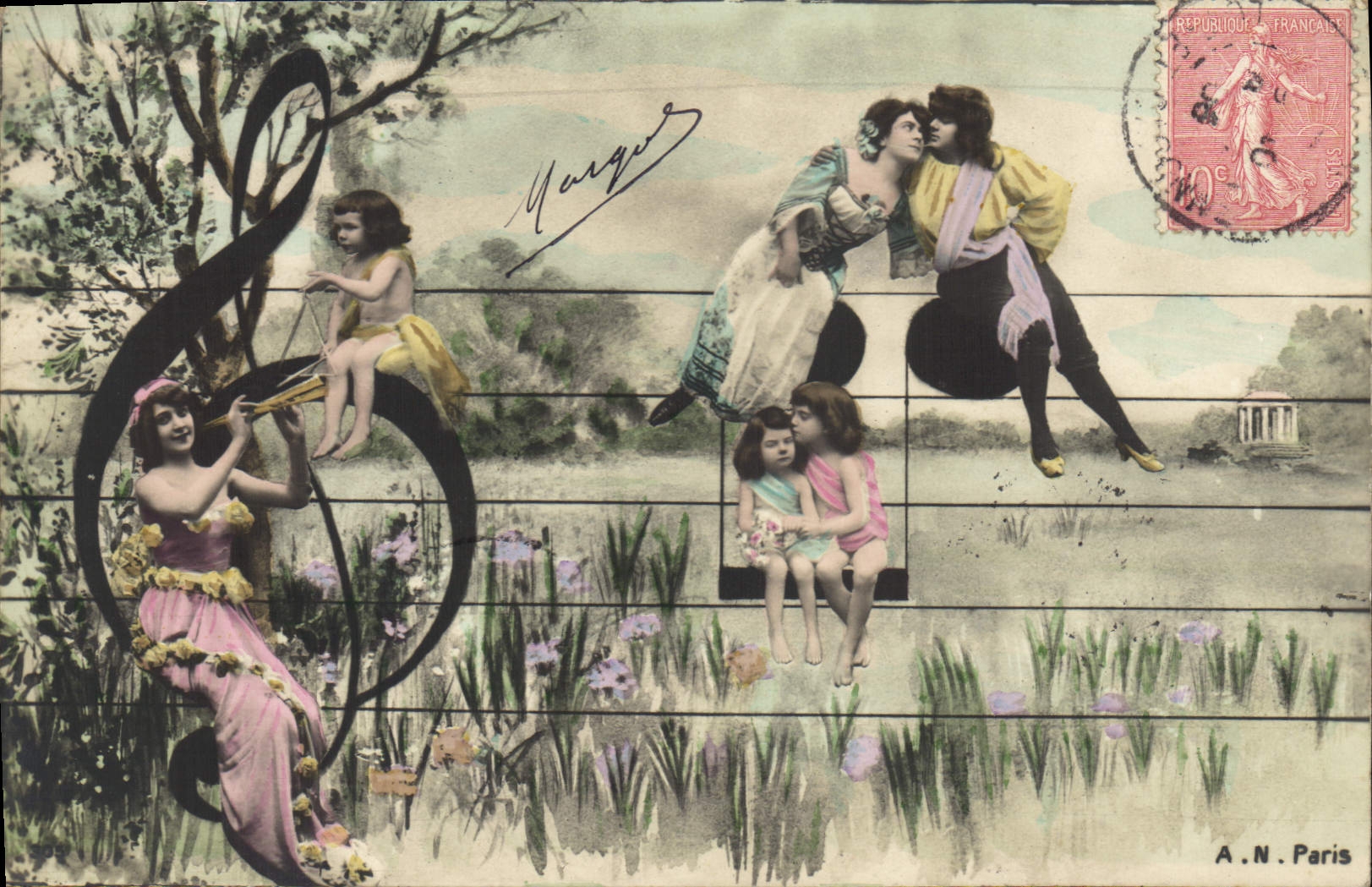 Musique et jeux — scène de jardin — A.N. Paris