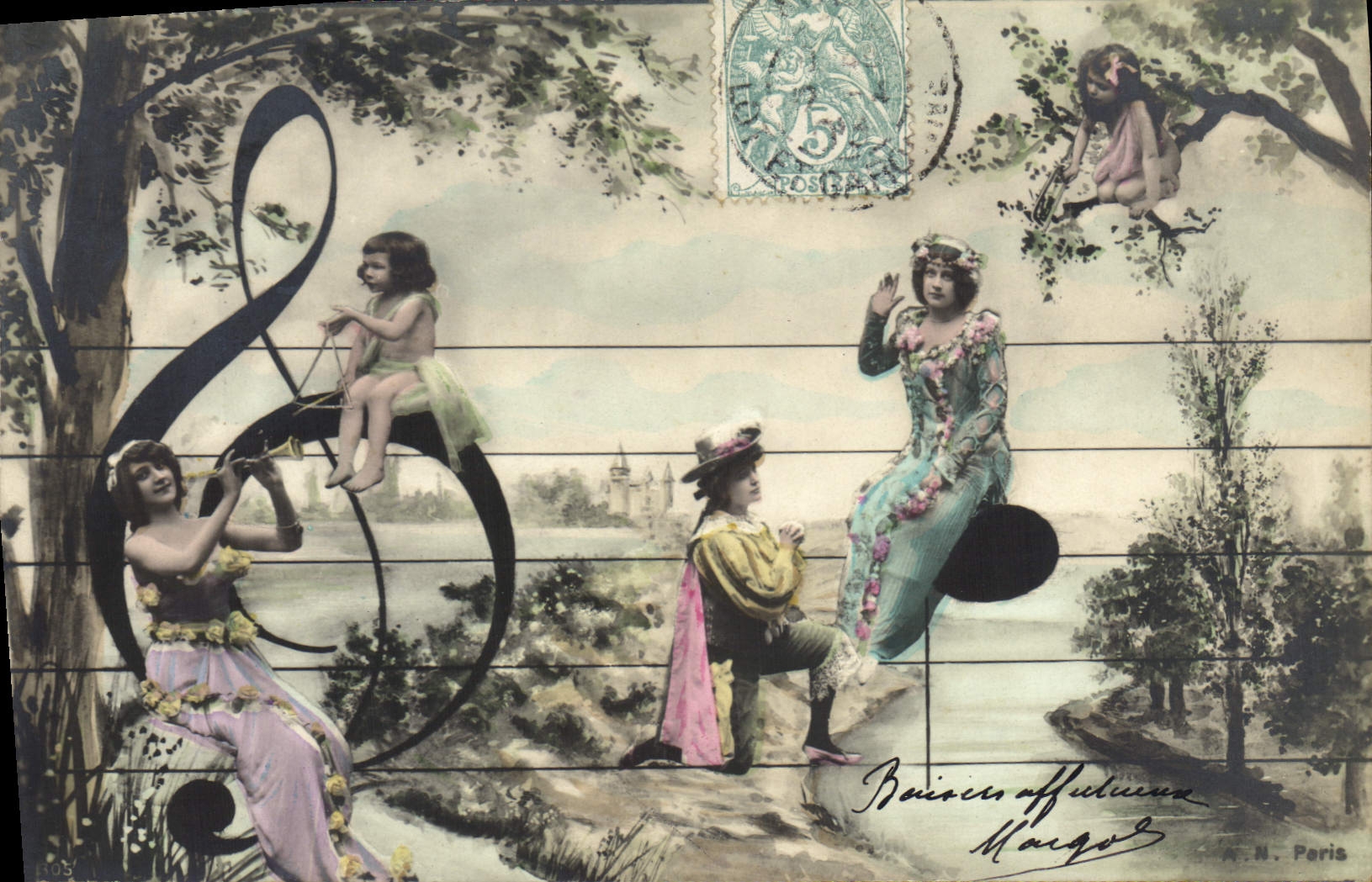 Musiciens et muses sur une clef de sol — A.N. Paris, n°105