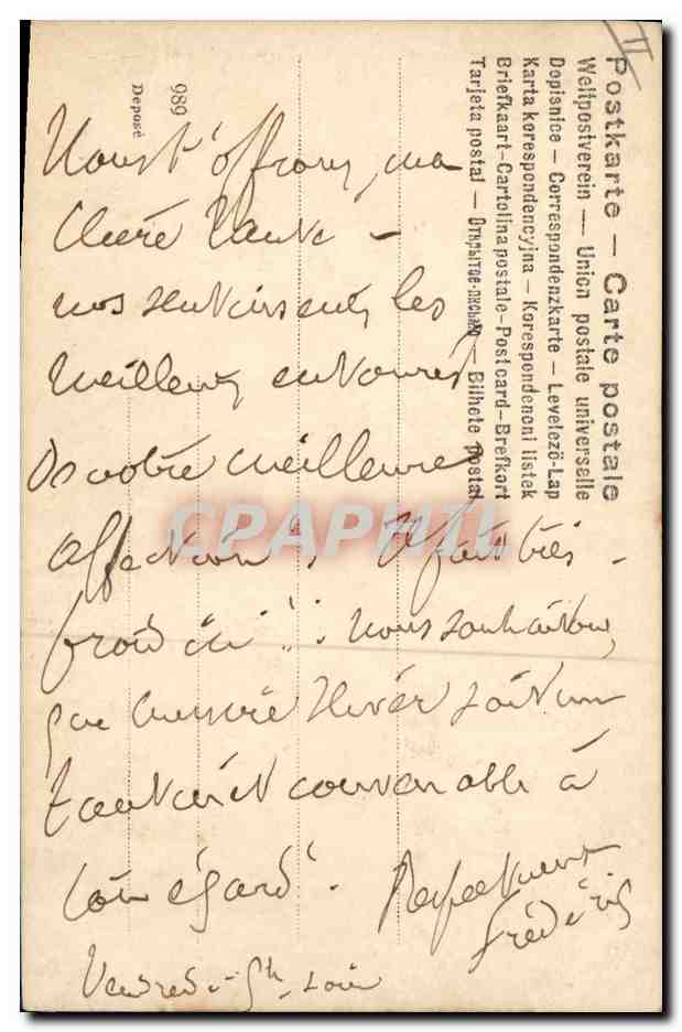 F — Letter to Mother — anonymous publisher, series number not visible — Back