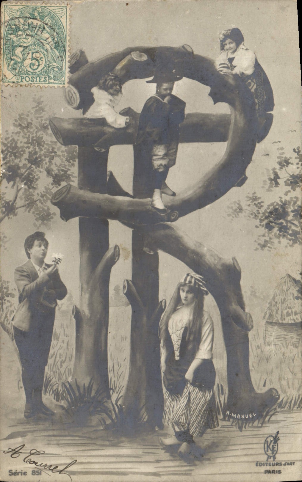 Jeunesse dans un arbre sculpté — H. Manuel, Paris, Série 851