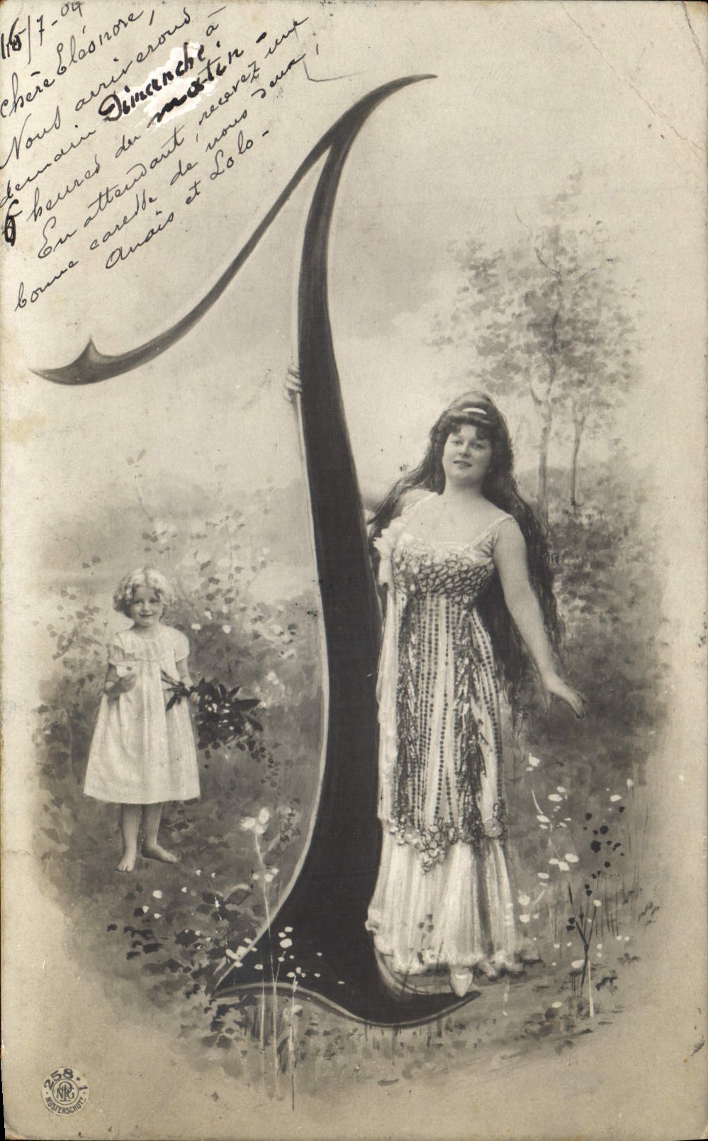 Femme et enfant dans un paysage — éditeur 'S. R. M.' n° 268