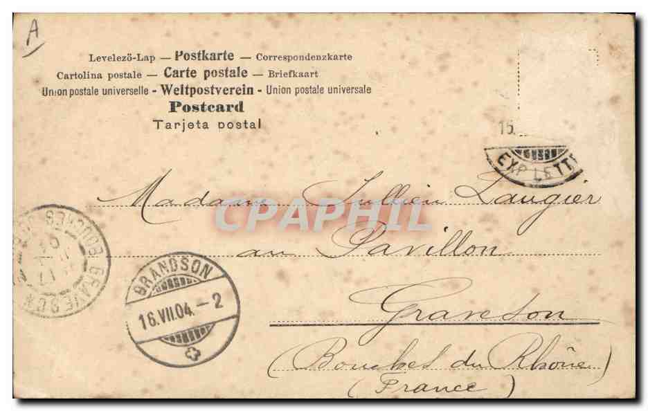 Femme et enfant dans un paysage — éditeur 'S. R. M.' n° 268 — Verso