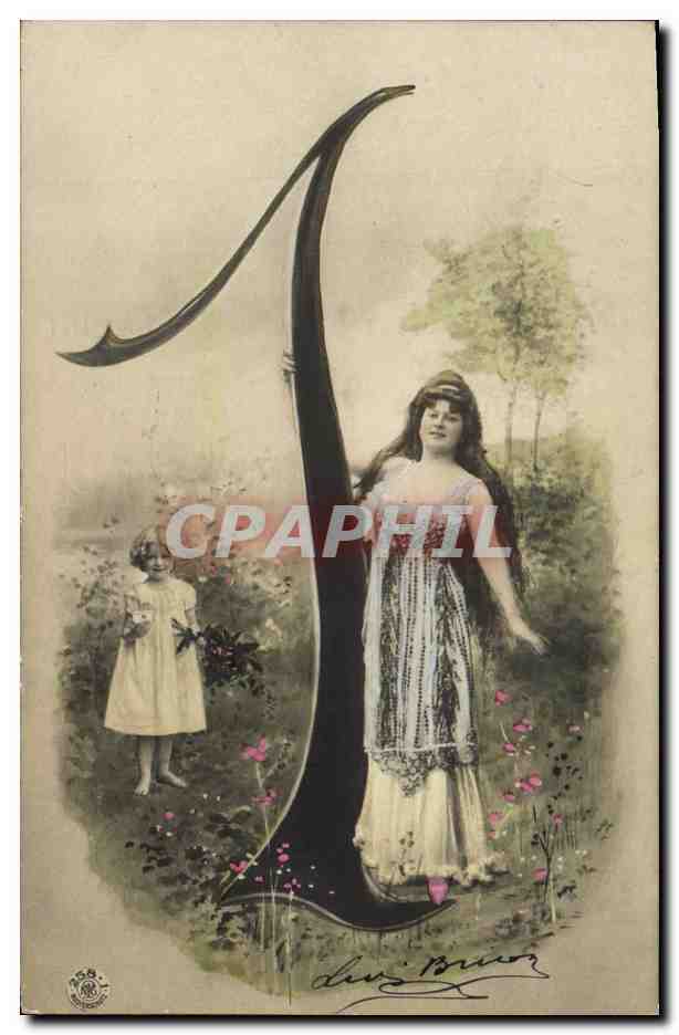Femme et enfant dans un jardin — illustration de Louis Prin — éditeur non identifié