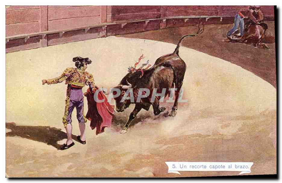 CPA Corrida Course de taureaux Un recorte capote al brazo 